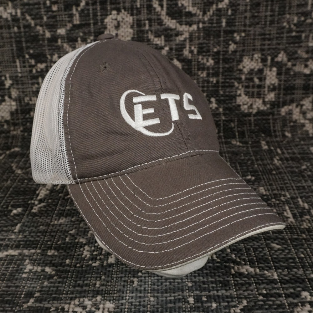 ETS Hat Gray White Trucker Cap Adjustable Adult OSFM Mesh Snapback Baseball